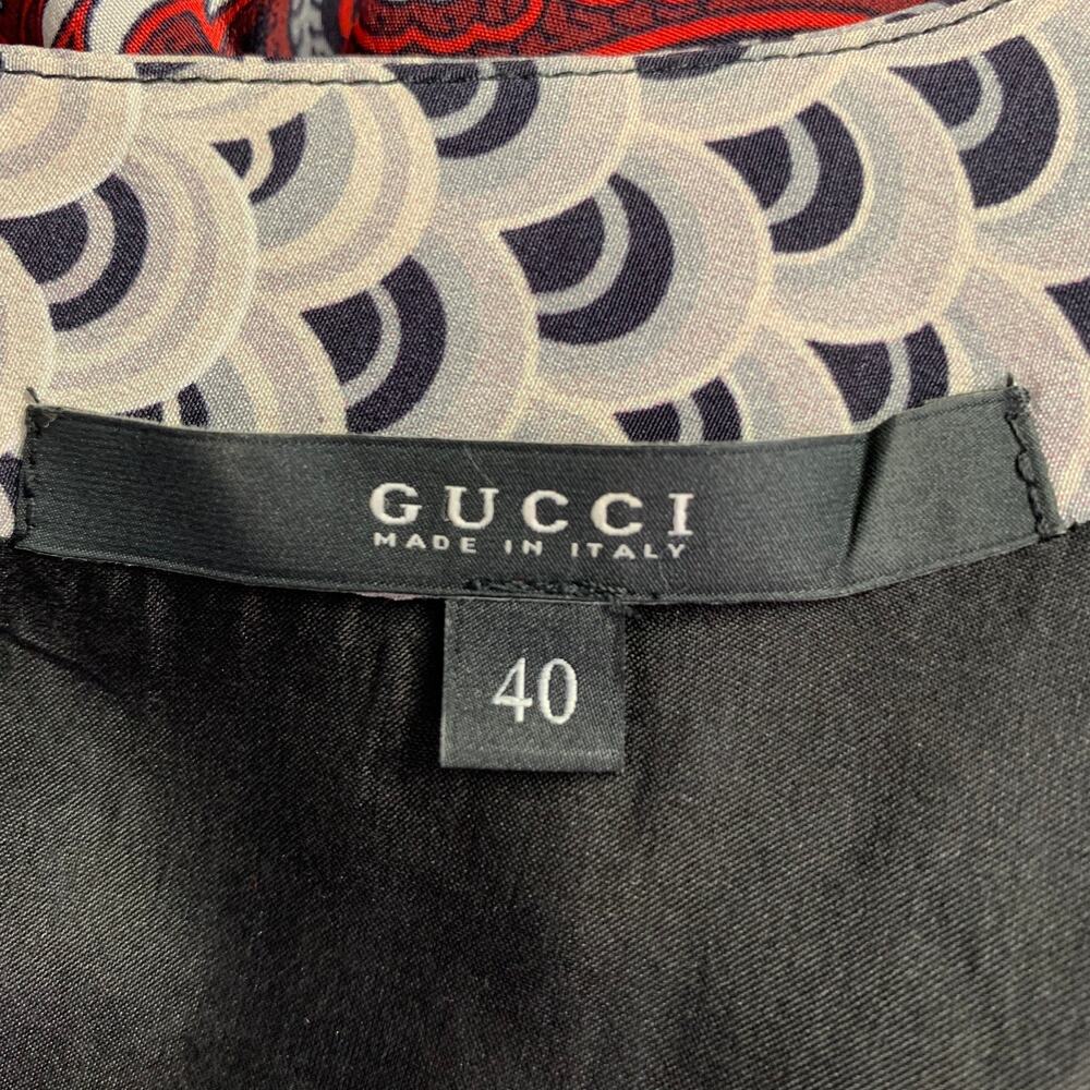GUCCI Size 4 Multi Color Silk Chinoiserie Pleated Dress - Picture 6 of 8